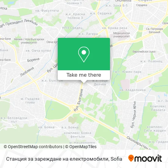 Карта Станция за зареждане на електромобили