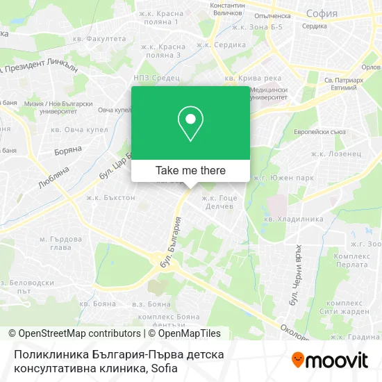 Карта Поликлиника България-Първа детска консултативна клиника