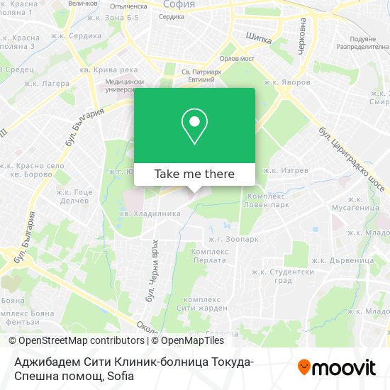 Карта Аджибадем Сити Клиник-болница Токуда-Спешна помощ