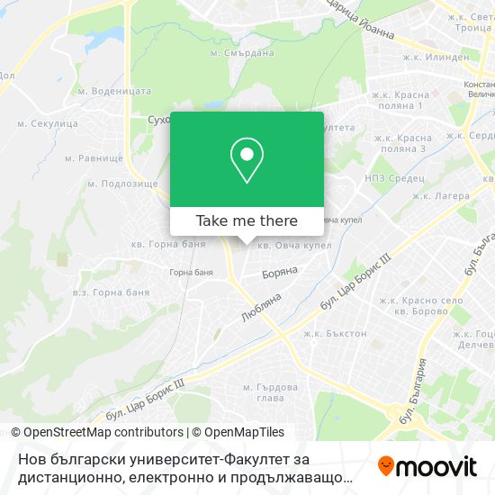 Карта Нов български университет-Факултет за дистанционно, електронно и продължаващо обучение