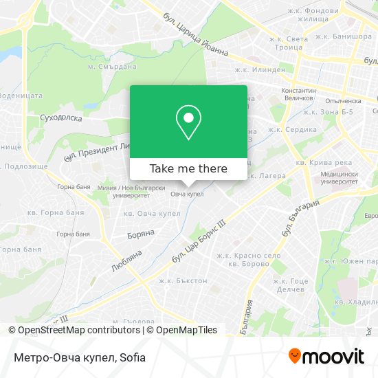 Карта Метро-Овча купел