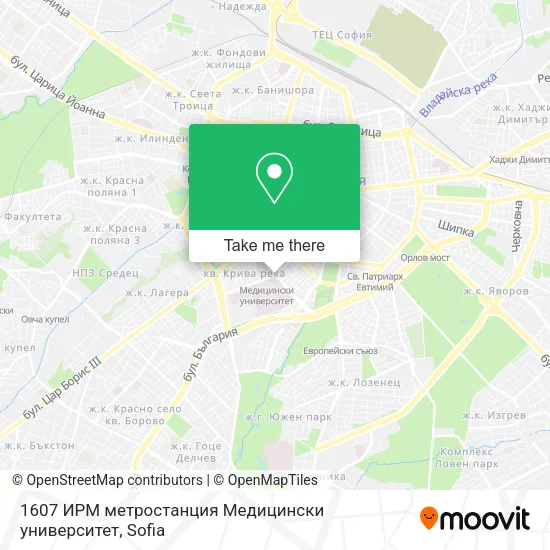 Карта 1607 ИРМ метростанция Медицински университет