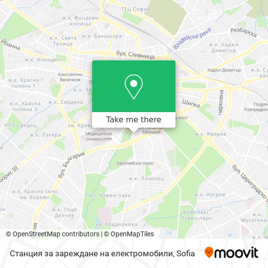 Станция за зареждане на електромобили map