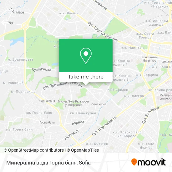 Карта Минерална вода Горна баня
