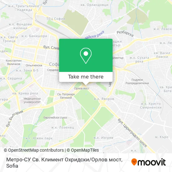 Карта Метро-СУ Св. Климент Охридски / Орлов мост