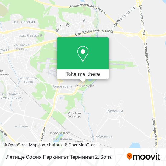 Летище София Паркингът Терминал 2 map