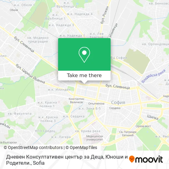 Карта Дневен Консултативен център за Деца, Юноши и Родители.