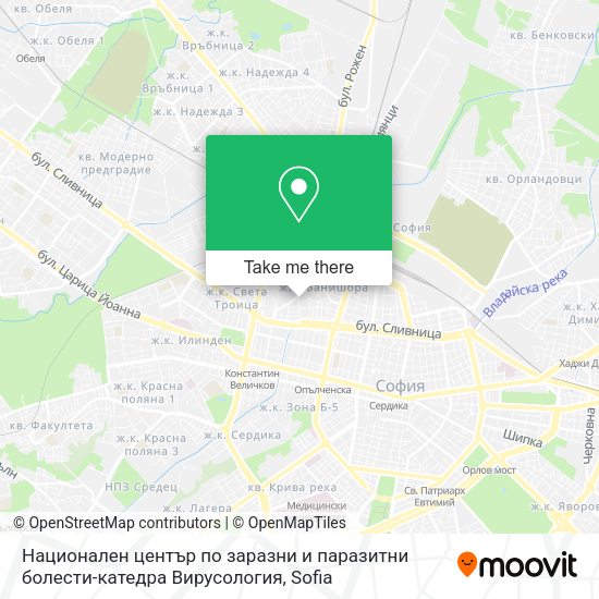Карта Национален център по заразни и паразитни болести-катедра Вирусология