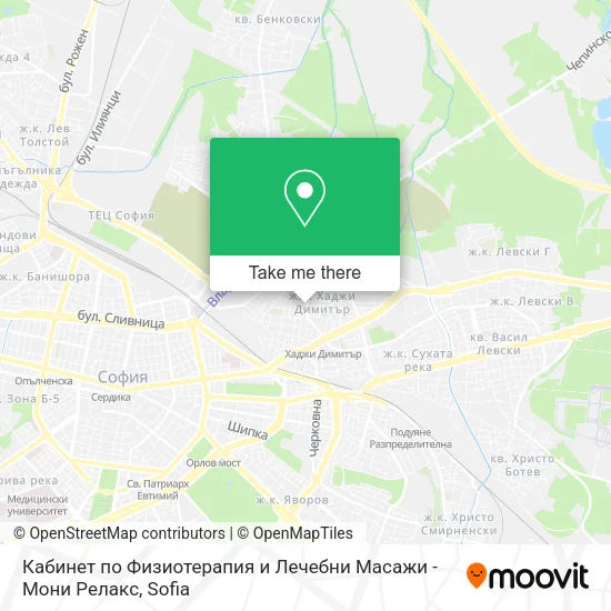 Карта Кабинет по Физиотерапия и Лечебни Масажи - Мони Релакс