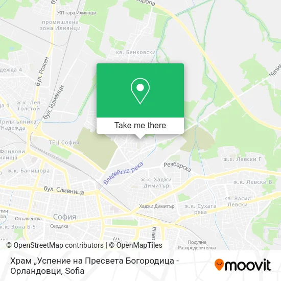 Карта Храм „Успение на Пресвета Богородица - Орландовци