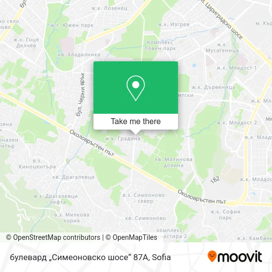 Карта булевард „Симеоновско шосе“ 87А