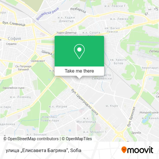 Карта улица „Елисавета Багряна“