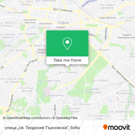 Карта улица „св. Теодосий Търновски“