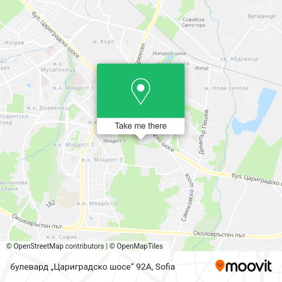 Карта булевард „Цариградско шосе“ 92A