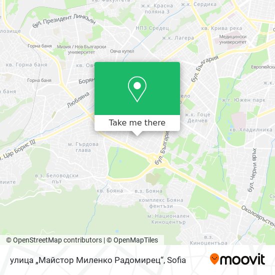 Карта улица „Майстор Миленко Радомирец“