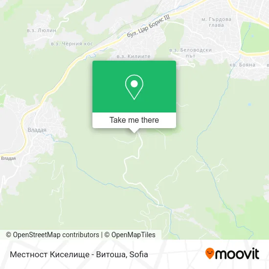 Карта Местност Киселище - Витоша