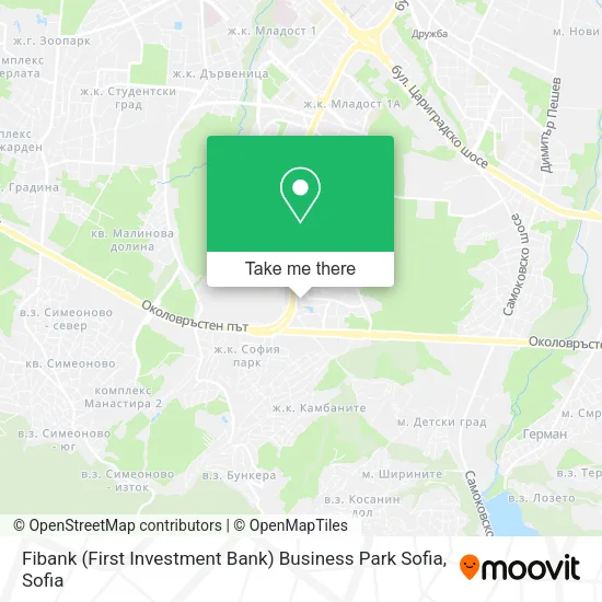 Карта Fibank (First Investment Bank) Business Park Sofia