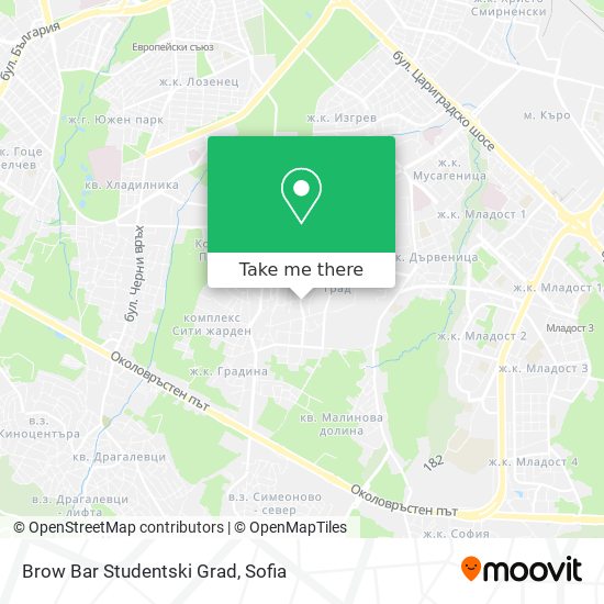 Карта Brow Bar Studentski Grad