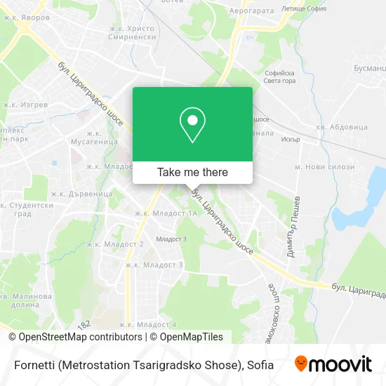 Карта Fornetti (Metrostation Tsarigradsko Shose)