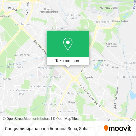 Карта Специализирана очна болница Зора