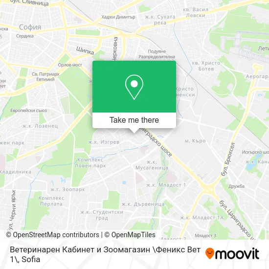Карта Ветеринарен Кабинет и Зоомагазин \Феникс Вет 1\