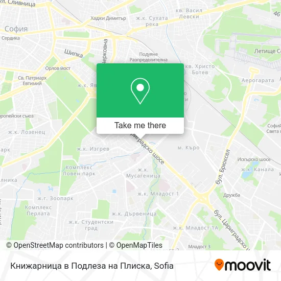 Карта Книжарница в Подлеза на Плиска