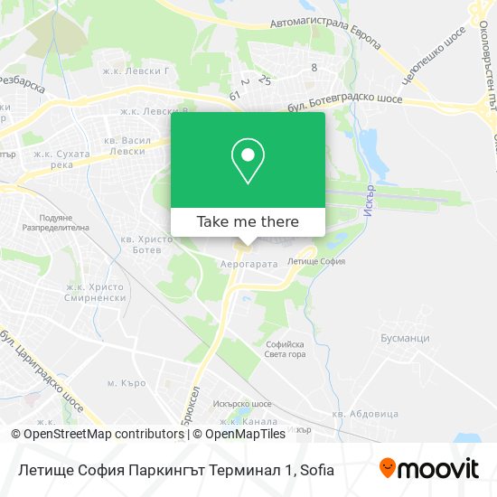 Карта Летище София Паркингът Терминал 1