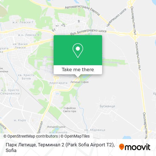 Карта Парк Летище, Терминал 2 (Park Sofia Airport T2)