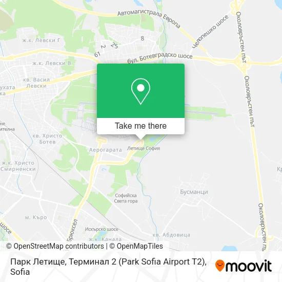 Карта Парк Летище, Терминал 2 (Park Sofia Airport T2)