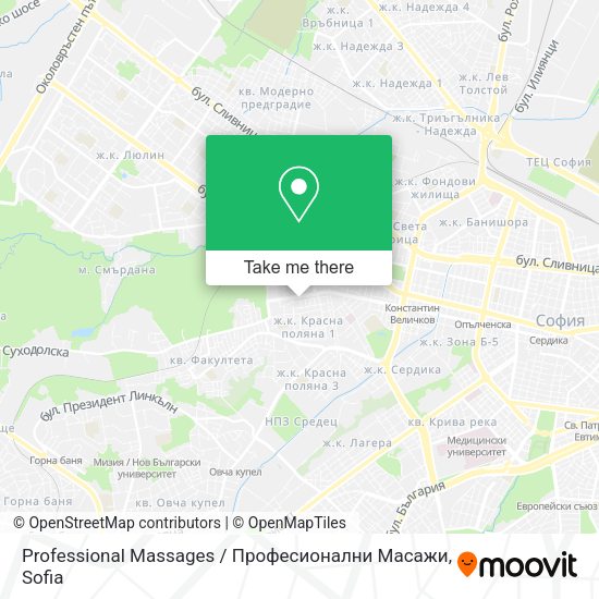 Карта Professional Massages / Професионални Масажи