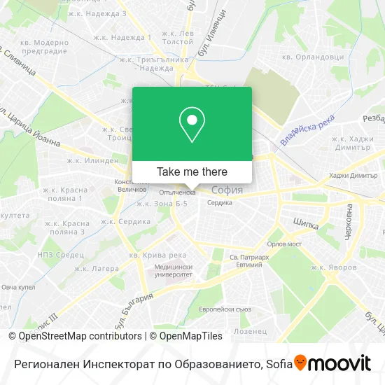 Карта Регионален Инспекторат по Образованието