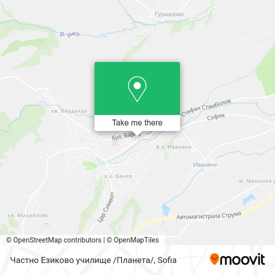 Карта Частно Езиково училище /Планета/