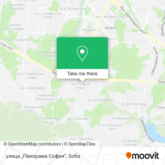 Карта улица „Панорама София“