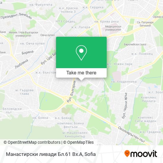 Карта Манастирски ливади Бл.61 Вх.А