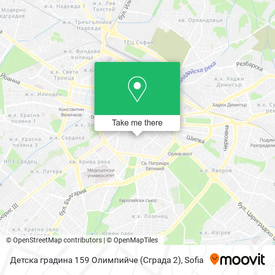 Карта Детска градина 159 Олимпийче (Сграда 2)