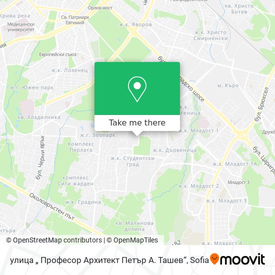 Карта улица „ Професор Архитект Петър А. Ташев“