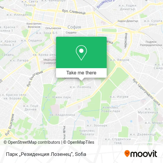 Карта Парк „Резиденция Лозенец“