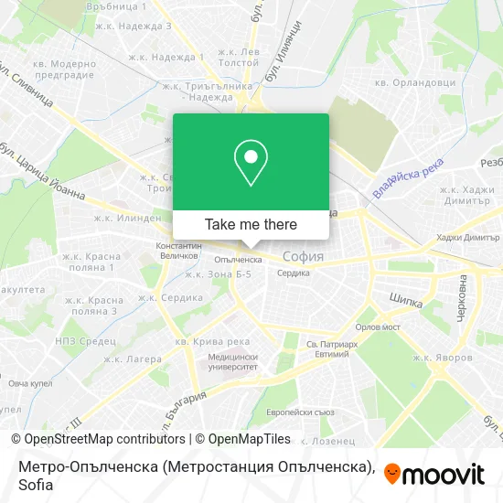 Карта Метро-Опълченска (Метростанция Опълченска)