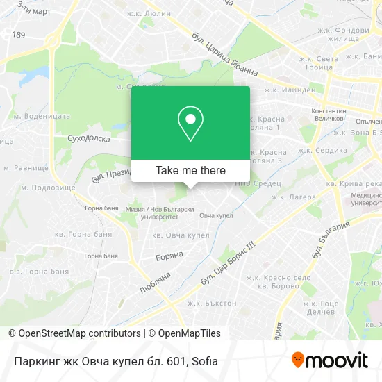 Карта Паркинг жк Овча купел бл. 601
