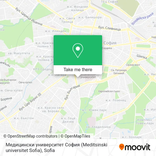 Карта Медицински университет София (Meditsinski universitet Sofia)