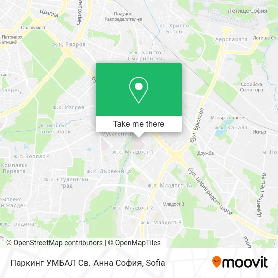 Карта Паркинг УМБАЛ Св. Анна София