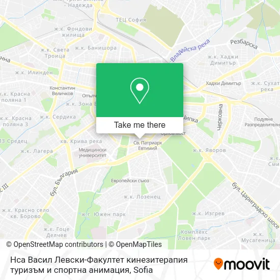 Карта Нса Васил Левски-Факултет кинезитерапия туризъм и спортна анимация