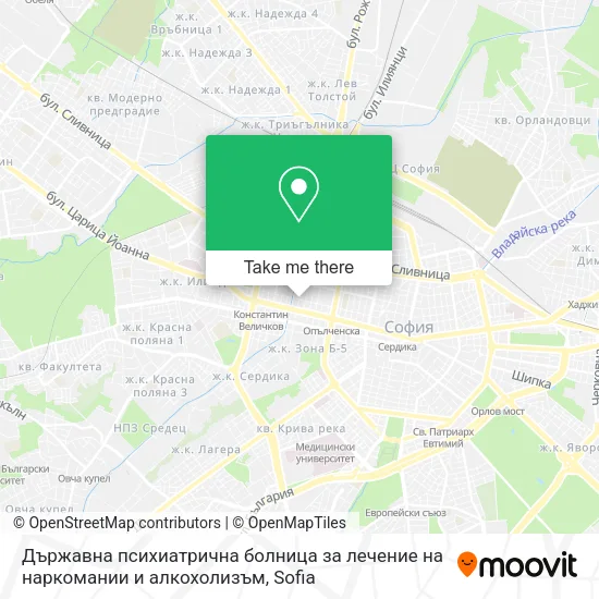 Карта Държавна психиатрична болница за лечение на наркомании и алкохолизъм