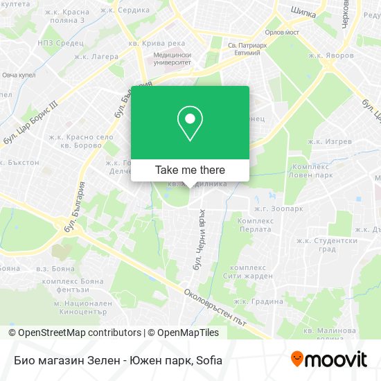 Био магазин Зелен - Южен парк map