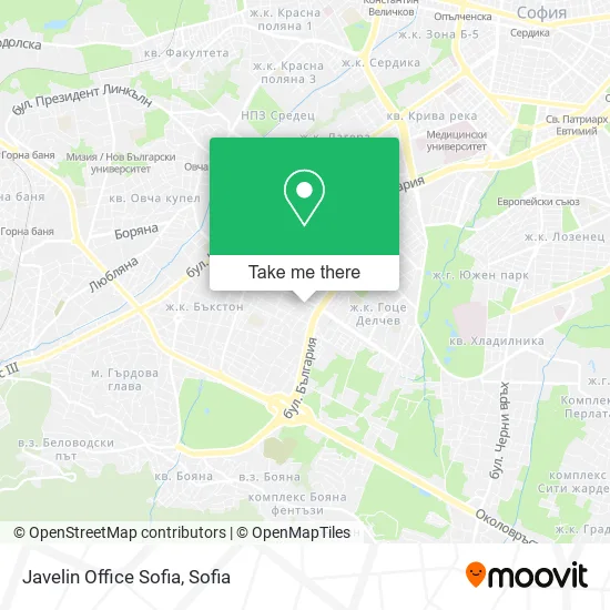 Карта Javelin Office Sofia