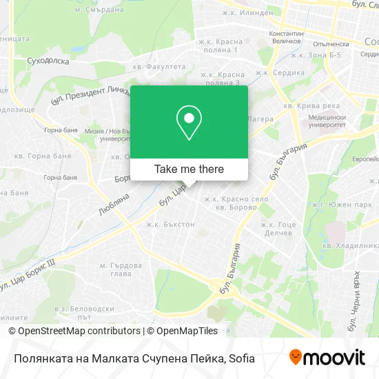 Карта Полянката на Малката Счупена Пейка