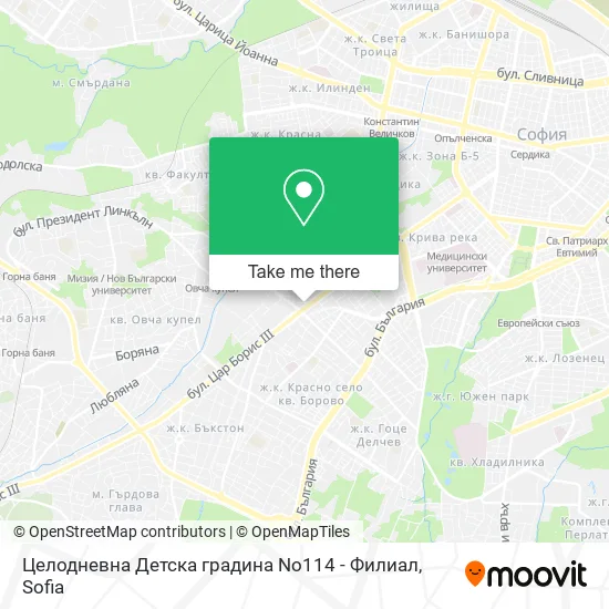 Карта Целодневна Детска градина No114 - Филиал