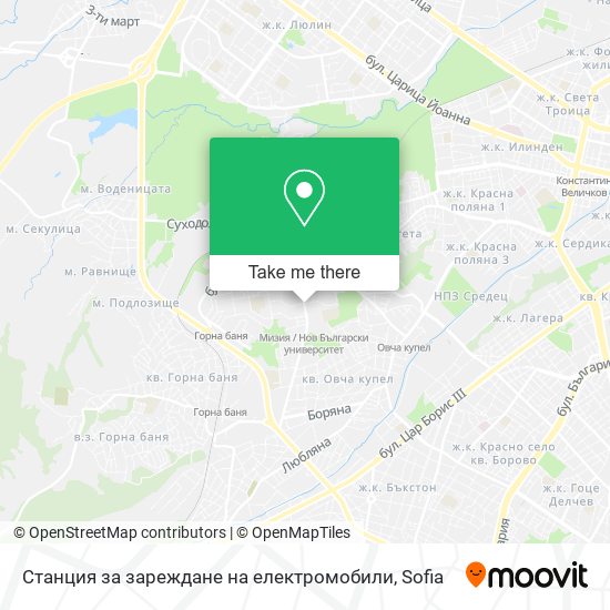 Карта Станция за зареждане на електромобили