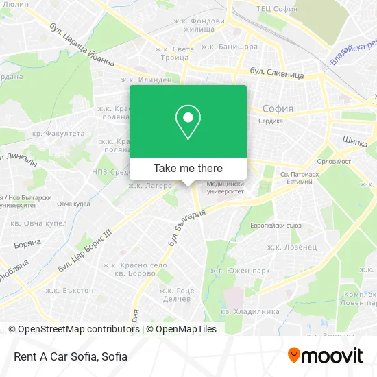 Карта Rent A Car Sofia