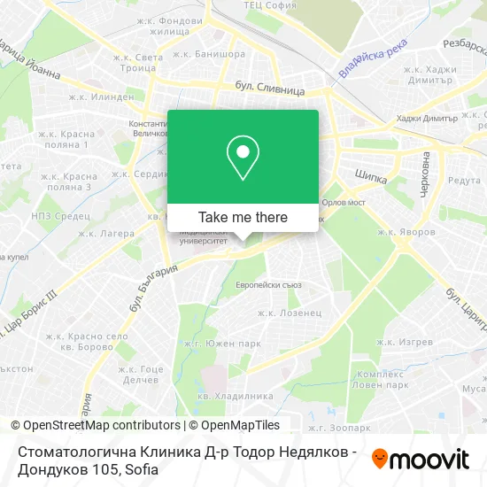 Карта Стоматологична Клиника Д-р Тодор Недялков - Дондуков 105